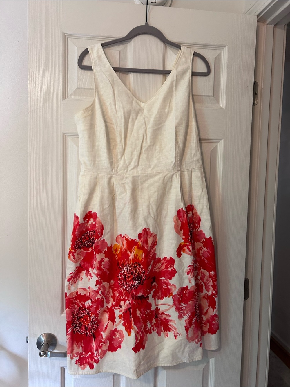 Lands’ End Floral A-Line Dress in Offwhite